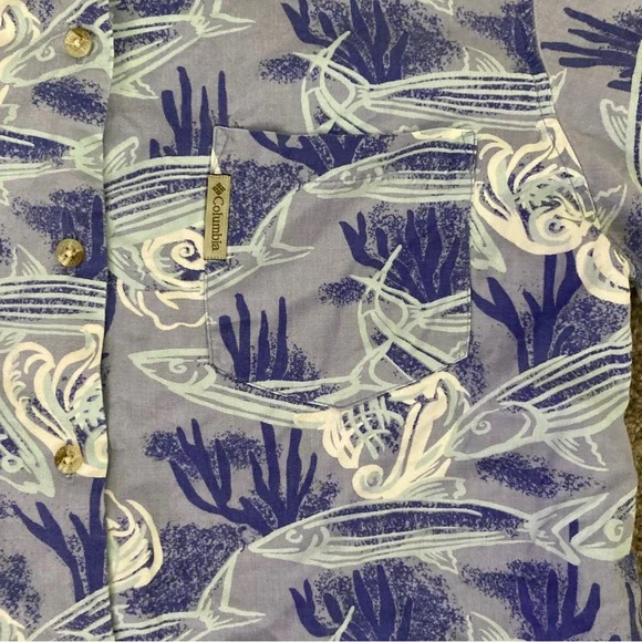 Columbia Sportswear Company shirt Mens Hawaian short sleeve Blue Size L - Picture 10 of 16